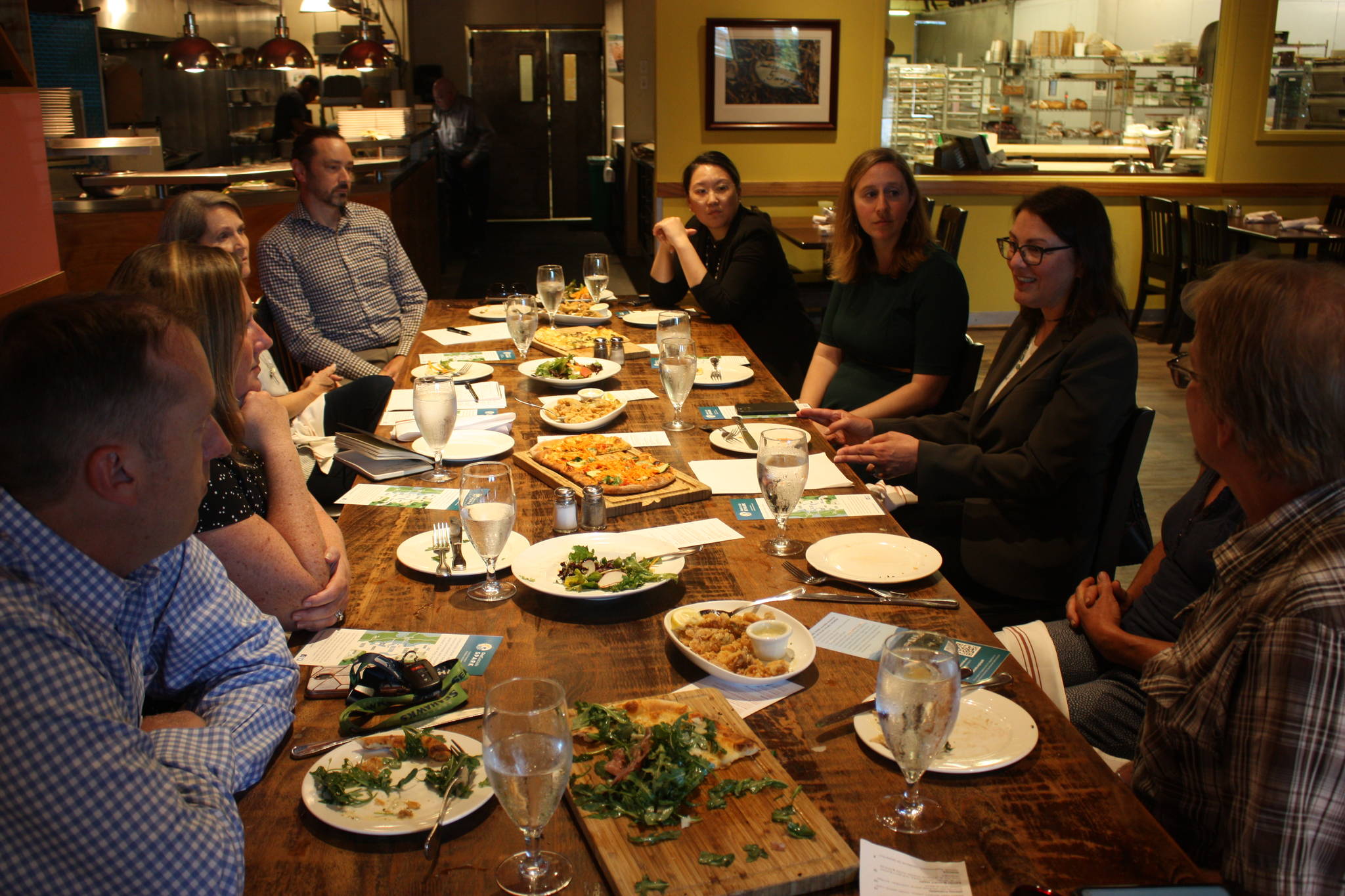 Eastside King County restaurant owners discuss challenges with U.S. Rep Suzan DelBene at Pomegranate Bistro in Redmond. (Photo credit: Cameron Sheppard/Sound Publishing)