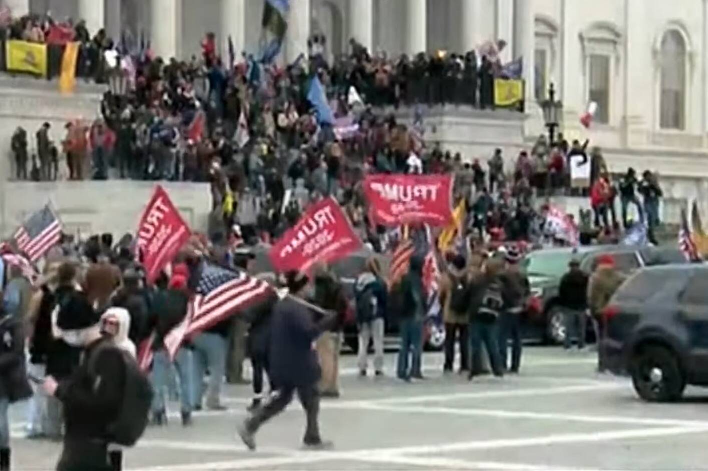 Screenshot from a YouTube stream of the Jan. 6, 2021, protest at the U.S. Capitol Building in Washington, D.C.