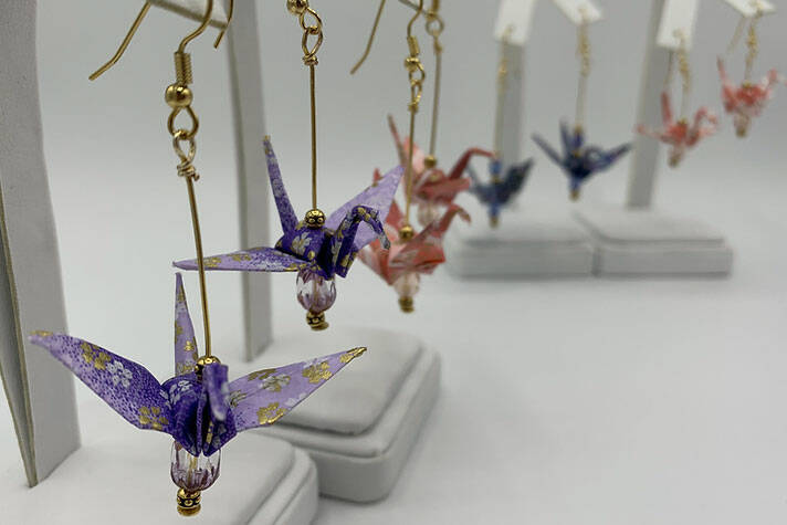 Screenshot of Washi Origami Crane earrings taken from Casion Jewelry website