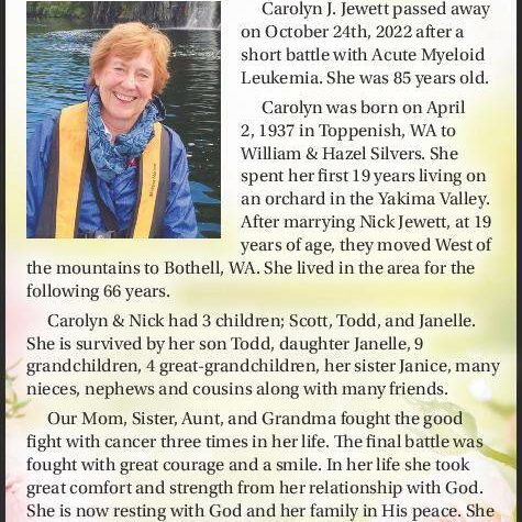 Carolyn Joyce Jewett | Obituary