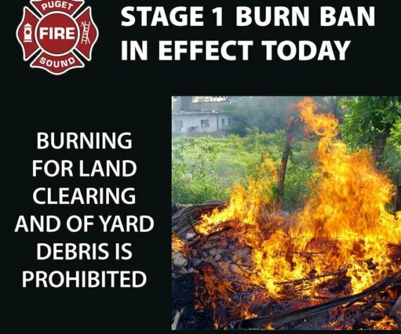 Stage 1 Burn Ban includes the prohibition of burning for land clearing and yard debris. Image courtesy of Puget Sound Fire.