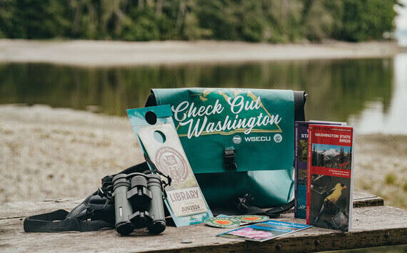 Check Out Washington’s Adventure packs come with a Discover Pass educational materials, pocket guides, and a pair of binoculars. Photo courtesy Washington State Parks