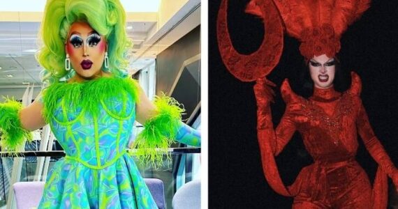 Pictured on the left in the green wig and costume is Anita. The person in red is Cade. (Courtesy photos)