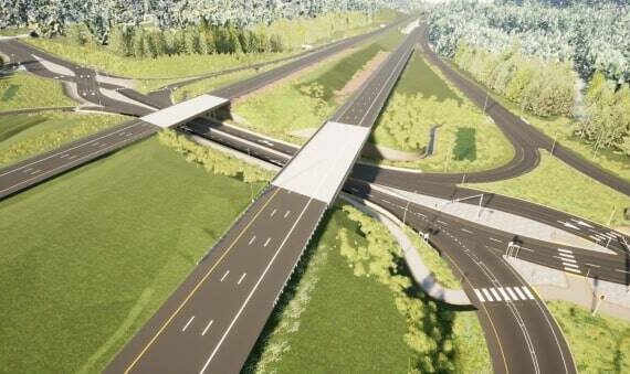 A rendering of the SR18 diverging diamond interchange upon completion. Photo courtesy of Washington State Department of Transportation
