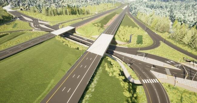 <p>A rendering of the SR18 diverging diamond interchange upon completion. Photo courtesy of Washington State Department of Transportation</p>