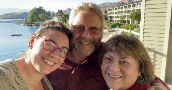 Angela Donaldson with her parents, Kevin and Laurie Hauglie.