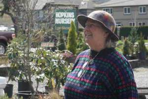 Phyllis Hopkins stands outside of her nursery on Monday.