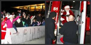Excitement was in the air last night as children and adults cheered and waved to Santa (Sean Shane-Kumler) as he arrived in a Northshore Fire Department truck at the Kenmore Christmas Tree Lighting Ceremony at City Hall.