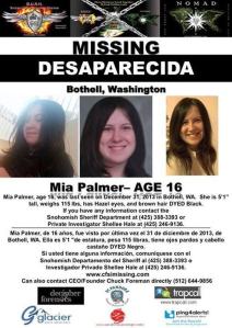 Missing teen Mia Palmer was last seen in Bothell on Dec. 31.