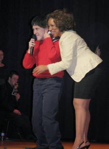 Marcus Hodges and Bernadette Bascom are all smiles during a Music Project Performance.
