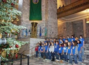 Canyon Park Junior High's select choir performs at the Capitol Building in Olympia.