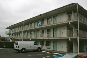 Bothell resident Joseph K. Rundlette was sentenced to four days in jail for assaulting a prostitute at Motel 6 in Kirkland (pictured) and first-degree theft last year. The incident also resulted in a Kirkland Police officer shooting him in the shoulder.