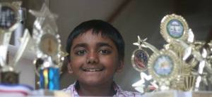 Merun Subhas with his trophies.