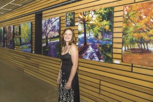 Kenmore artist Stephanie Lindsey at the opening of her new show at the Arts of Kenmore City Hall Gallery on July 26.