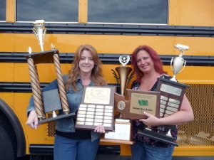 Tracey Rachuy and Melanie Nelson drove safely to a first and second place finish at the state bus driving competition