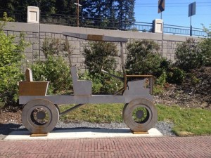 This Ford Model T Sculpture at Red Brick Road Park in Bothell was created by local high school students.