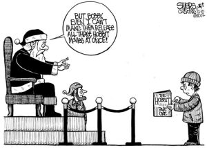 All three Hobbits for Christmas | Cartoon for Dec. 10