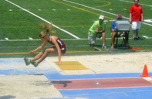 Sarah Stavig of Bothell leapt 17 feet