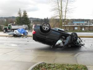 The two vehicles involved in Tuesday morning's fatal accident on State Route 522 in Kenmore.