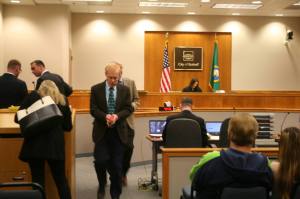 Calvin Pygott exits the Bothell Municipal Court after his Oct. 10 court date. CATHERINE KRUMMEY / Bothell Reporter