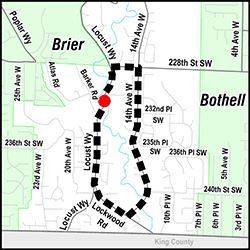 This map shows where the Locust Way Bridge is in Bothell. Contributed art