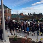 University of Washington Bothell students rally at Bothell City Hall to protest the presidential election of Donald Trump. Photo courtesy of Bothell Police Twitter
