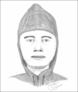 This is an artist&rsquo;s rendering of a man believed to be the suspect in an armed robbery attempt of a U.S. Postal carrier. He is believed to be a white male, with a thin build, approximately 5-foot-10, 170 pounds, and had dark-brown chin hair. Contributed photo/U.S. Postal Service