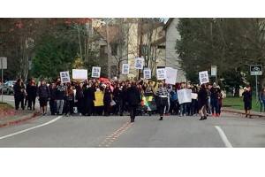 UW Bothell students participate in walkout and protest of presidential election