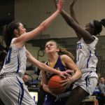 Bothell&rsquo;s Sydney Cowan, left, and Jayda Dixon, right, surround Issaquah junior Amanda Ferguson during the first half of Bothell&rsquo;s 83-51 win over Issaquah on Jan. 4 at Bothell High School. JOHN WILLIAM HOWARD/Bothell-Kenmore Reporter