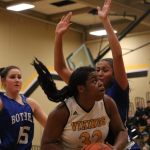 Inglemoor post Amanda Luckett, center, battles with Bothell&rsquo;s Taya Corosdale in the first half of Friday&rsquo;s conference game at Inglemoor High School. Luckett led the Vikings with 16 points and 11 rebounds, while Corosdale had 18 points and hit three critical free throws in the final minute. JOHN WILLIAM HOWARD/Bothell-Kenmore Reporter