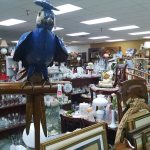 A parrot statue is seen among the merchandise at Not Just Antiques. CATHERINE KRUMMEY / Bothell Reporter