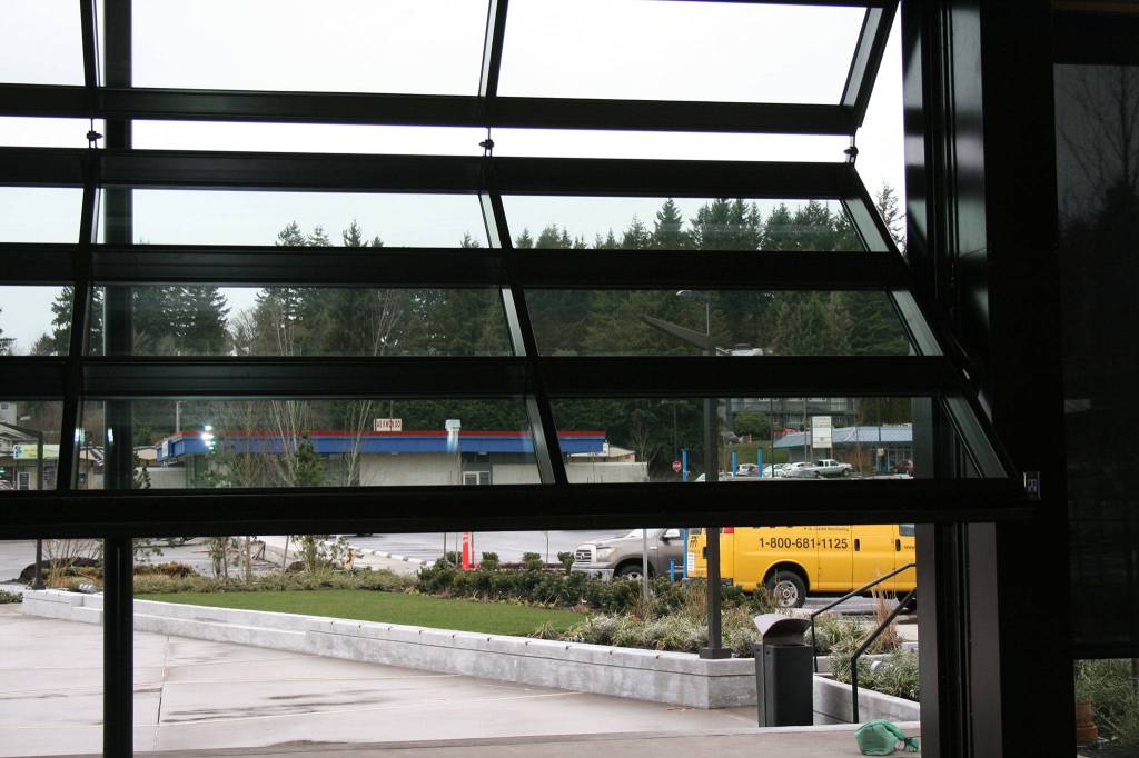 One of the walls in the Hangar Building opens out to the Kenmore Town Square. CATHERINE KRUMMEY / Kenmore Reporter