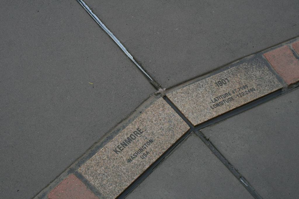 The Kenmore Town Square includes bricks with coordinates of cities named Kenmore around the world. CATHERINE KRUMMEY / Kenmore Reporter