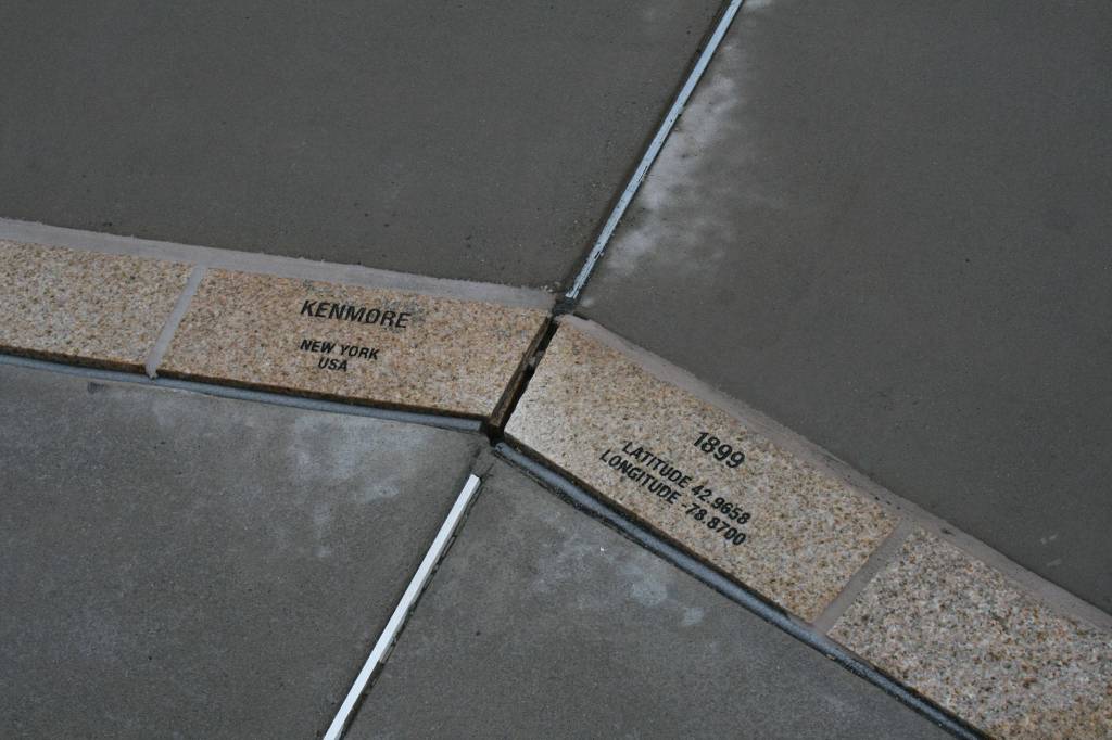 The Kenmore Town Square includes bricks with coordinates of cities named Kenmore around the world. CATHERINE KRUMMEY / Kenmore Reporter