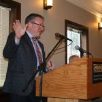Bothell Mayor Andy Rheaume delivers the State of the City address. CATHERINE KRUMMEY/Bothell Reporter