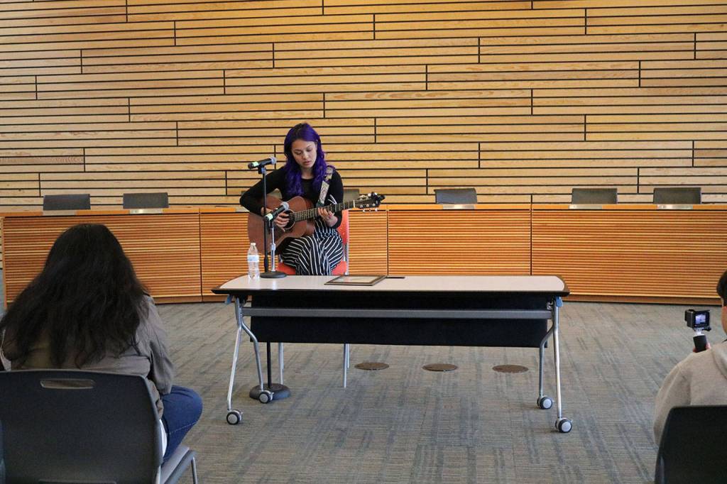 &rdquo;The Voice&rdquo; contestant Gaby Borromeo, who is a Kenmore native, performs at Kenmore City Hall. CATHERINE KRUMMEY / Kenmore Reporter