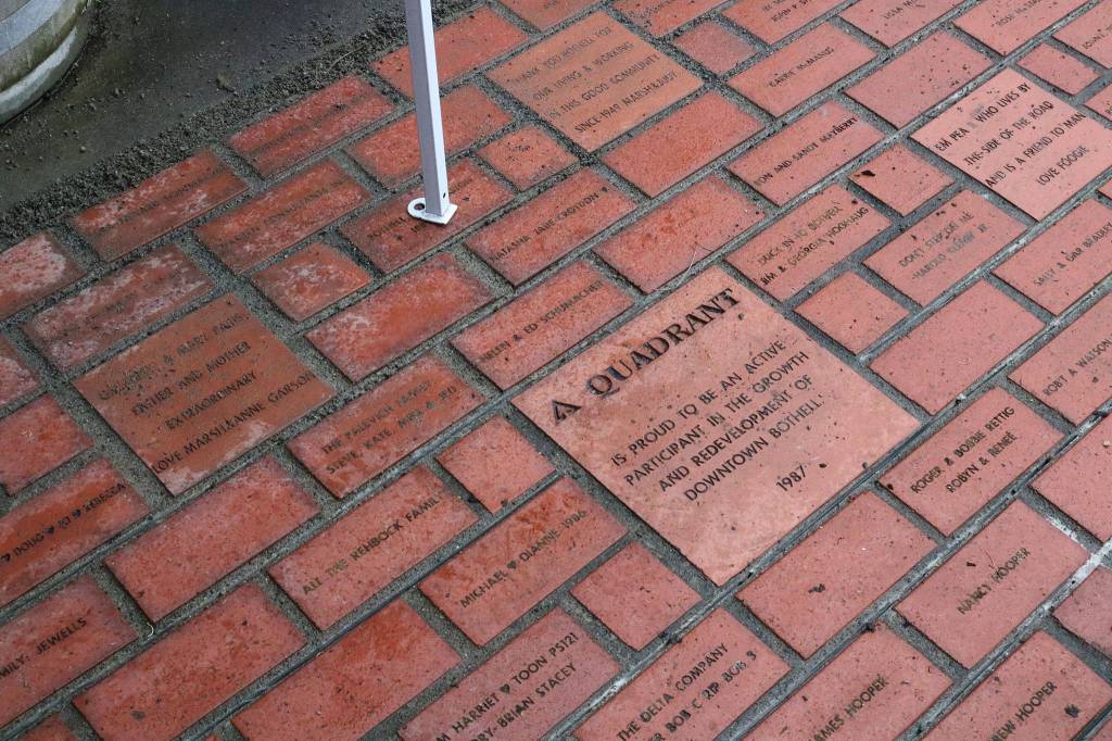 Bricks put in place during a previous revitalization project are seen steps away from where the groundbreaking ceremony for the new Main Street Enhancement Project was held on March 28. CATHERINE KRUMMEY / Bothell Reporter