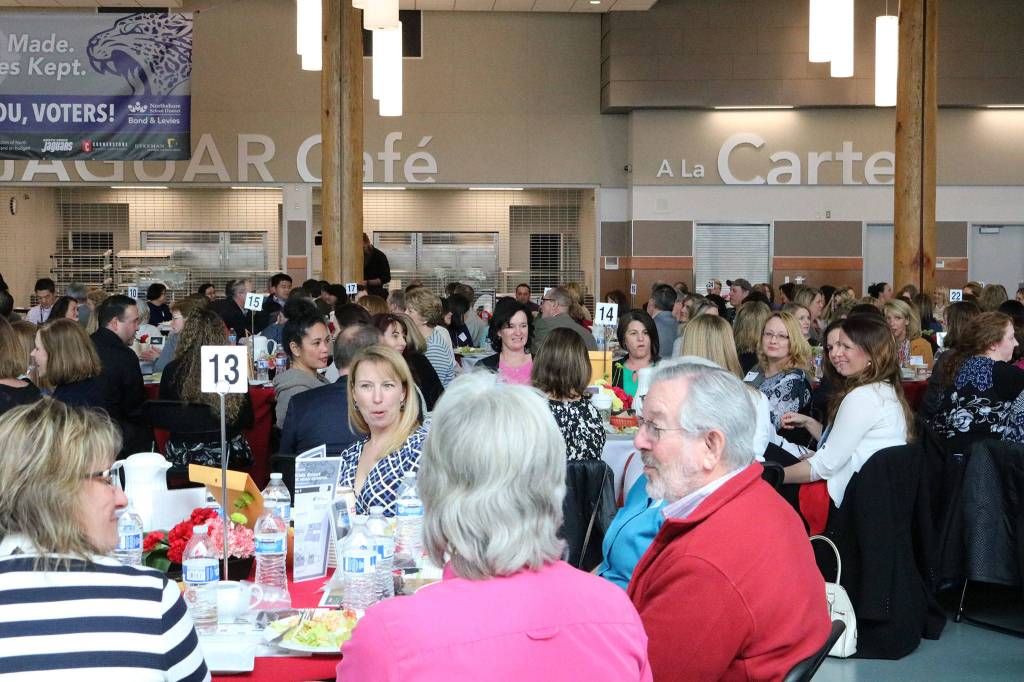 Hundreds of people attend the Northshore Schools Foundation&rsquo;s All in for Kids luncheon, one of the organization&rsquo;s biggest fundraisers. This year, $208,000 was raised. CATHERINE KRUMMEY / Bothell Reporter