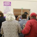 Congresswoman Suzan DelBene (center) speaks with constituents following a town hall event at Lake Washington High School in Kirkland. CATHERINE KRUMMEY/Kirkland Reporter