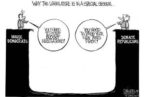 The reason for the special session | Cartoon for April 24 - Frank Shiers