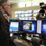 Gov. Jay Inslee opens the Interstate 405 northbound peak-use shoulder lane in Bothell to traffic for the first time at the Washington State Department of Transportation&rsquo;s traffic management center in Shoreline. CATHERINE KRUMMEY / Bothell Reporter