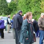 Attendees enjoy a continental breakfast provided by the Friends of the North Creek Forest ahead of the ribbon-cutting ceremony. CATHERINE KRUMMEY / Bothell Reporter