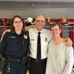 Bothell Fire Chief Bob Van Horne celebrates his last day on the job alongside Bothell Police Chief Carol Cummings and Bothell Public Works Director Erin Leonhart. Courtesy photo