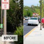 NE 181st St. before and after the new and improved sidewalks.