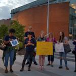 A vigil was held in front of Bothell City Hall Monday evening in response to last weekend&rsquo;s events in Charlottesville, Virginia. Courtesy of Judy Gratton