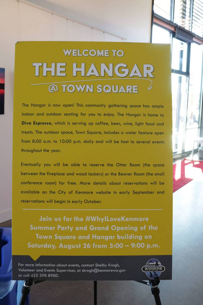 The 4,700-square-foot Hangar building serves as a gathering place for residents and visitors. Diva Espresso, a Seattle coffee shop, will celebrate its newest location in the Hangar Saturday. Megan Campbell, Bothell/Kenmore Reporter