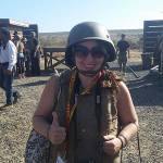 Reporter Nicole Jennings suited up in Marine Corps style at Camp Pendleton, CA. Photo by Sgt. Travis Gershaneck