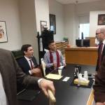 Judge Veronica Alicea-Galván&rsquo;s courtroom just after hearing arguments on the I-27 lawsuit. From left to right: Mark Cooke, State Rep. Drew Stokesbary, Joshua Freed, Jeff Slayton. Courtesy of Casey Jaywork