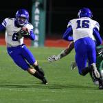 Bothells Riley Morrison carries the ball up field as teammate Ryder Locknane blocks a Skyline defender in Friday nights game. Courtesy of Greg Nelson