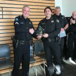 Patrol operations chief Dan Pingrey (right) with the King County Sheriffs Office recognizes retiring deputy Gary Zornes for his 37 years of service. Samantha Pak, Bothell/Kenmore Reporter